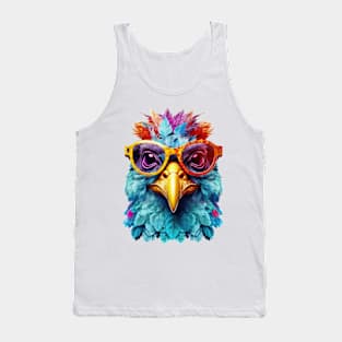Colorful Chicken with Glasses Tank Top
